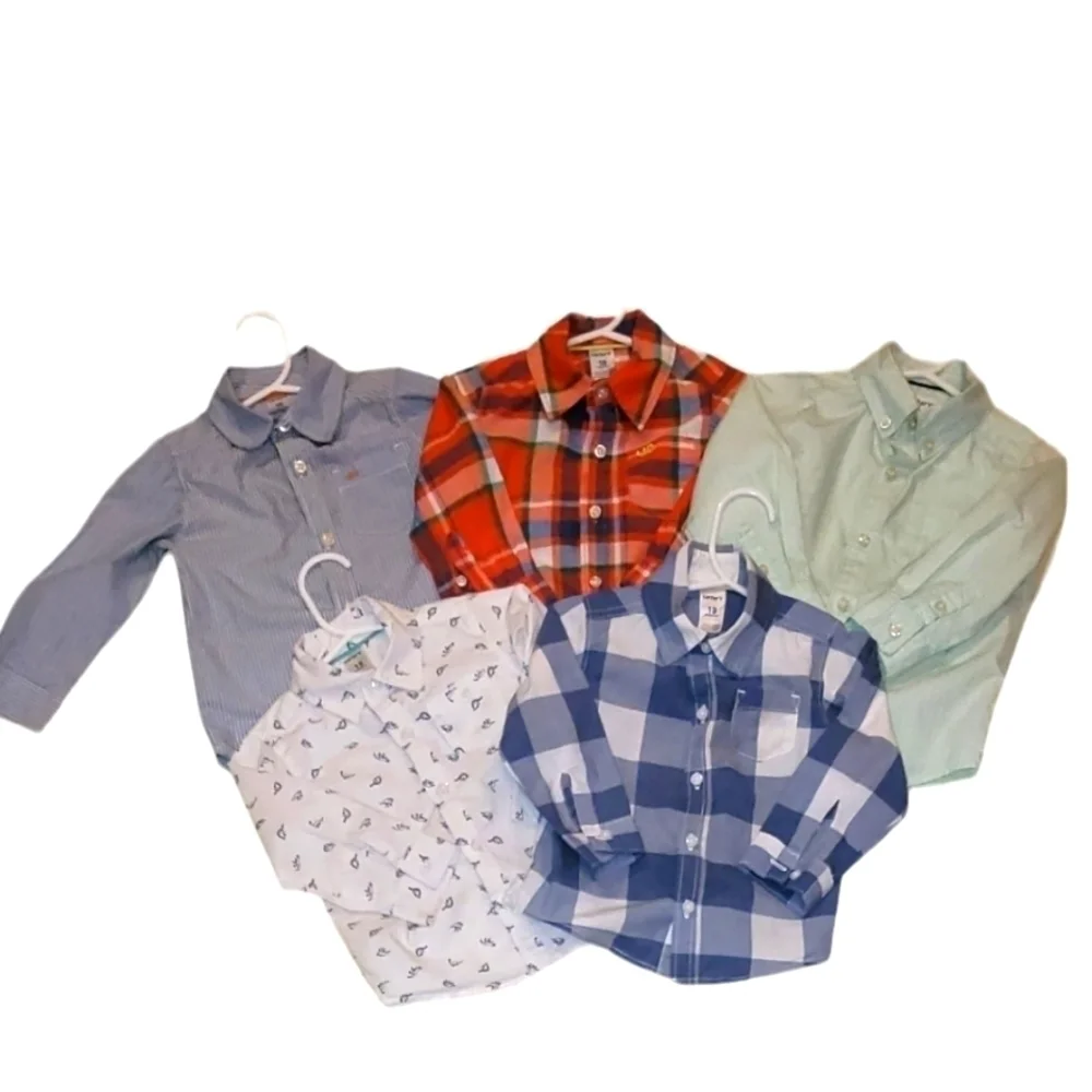 Carter's Boy's Casual Button-down Shirt lot of 4 plus 1 Free